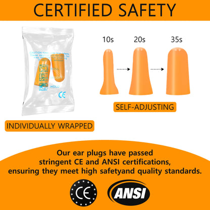 Quality Foam Ear Plugs 10 Pair - 32dB Soft Foam Earplugs for Sleeping Noise Cancelling Disposable - Individually Wrapped High Decibel Ear Plugs for Noise Reduction Construction Work Shooting Music