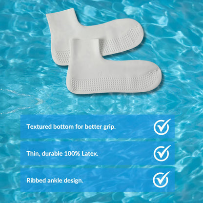 Sporti Adult Latex Swim Socks for Diving & Snorkeling, Unisex Adult Water Sock, Swim Fins Accessories for Pool, Surf, Beach - Latex Fin Socks - White - Large