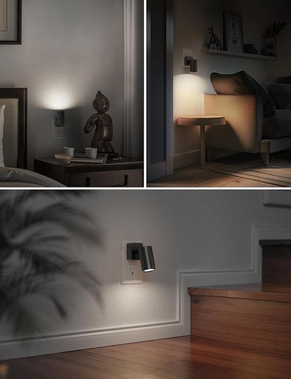 L LOHAS LED Night Lights Plug into Wall, [2-Pack] Rotatable Night Lights with Dusk to Dawn Sensor, 0-100 LM Brightness Adjustable,Daylight White 5000K Nightlight for Adults Bathroom Hallway Stairs