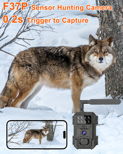 Vatony 4G Cellular Trail Camera-with 4K 48MP Wide Angle 120 Degree,Night Vision up to 100FT, Solar Powered Hunting Camera with SD Storage, IP68 Waterproof, Motion Activated Wildlife Camera