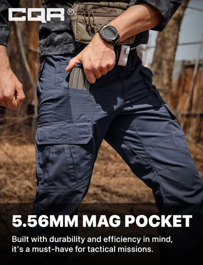 CQR Men's Tactical Pants, Water Resistant Ripstop Cargo Pants, Lightweight EDC Work Hiking Pants, Outdoor Apparel, Duratex Mag Pocket Police Navy, 32W x 34L