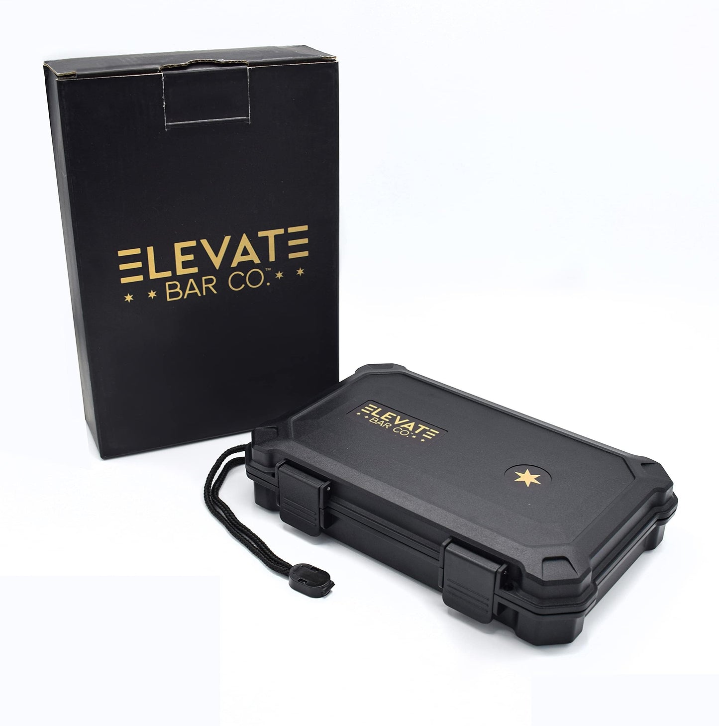 Travel Humidor Cigar Carrying Case - 5- Count- Waterproof, Crushproof, Airtight Seal, Durable Black Portable Case