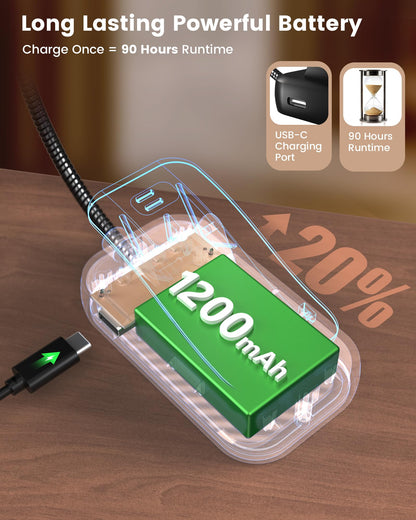 Glocusent 26 LED Rechargeable Book Light for Reading in Bed, Eye-Caring 5 Amber Colors and Stepless Dimming, Lasts 1 Week to a Months, Travel Clip on Lamp Gifts for Book Lovers, Men, Women & Kids
