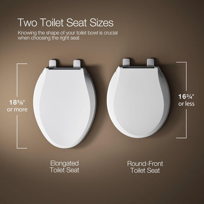 KOHLER 4636-RL-58 Cachet ReadyLatch Elongated Toilet Seat Slow Close, Soft Close Toilet Seat Quiet Lid, Contoured Grip-Tight Bumpers Installation Hardware, Aparment Essentials, Thunder Gray