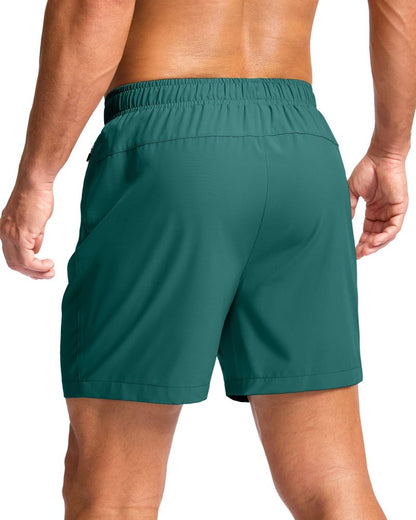 G Gradual Men's Athletic Running Shorts with Zipper Pockets Quick Dry 7"/ 5"/ 9" Workout Gym Shorts for Basketball Hiking(Rainforest Green,5XXXL)