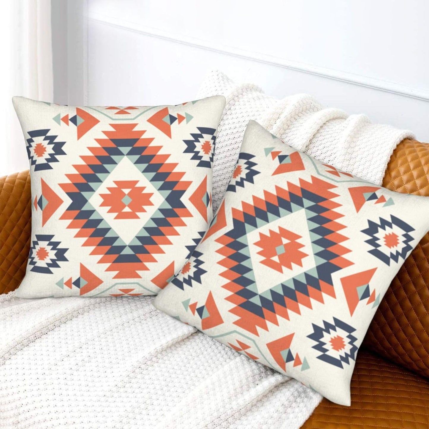aipoase Aztec Throw Pillow Covers 18 X 18 Inch Set of 2 Pillow Cases Decoration Cushion Cover for Sofa Bedroom Living Room Outdoor