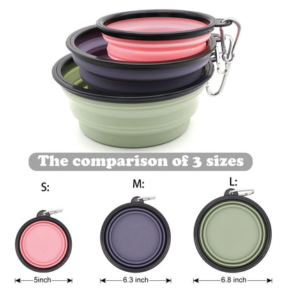 2-Pack Small Dog Travel Bowl, Collapsible Bowls for Dogs, Foldable Cat Water Bowl, Portable Pet Feeding Watering Traveling Dish (Black & Orange)