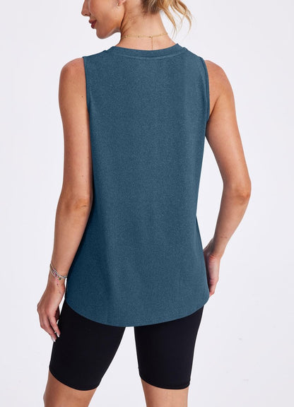 XIEERDUO Women's Workout Tank Tops Racerback Athletic Running Muscle Tank Gym Tennis Shirts Exercise Fitness XXL Dark Blue