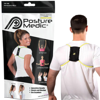 PRIMEKINETIX PostureMedic Dynamic Posture Brace for Neck and Back Support -For Enhanced Shoulder Alignment, Posture Improvement & Stretching-L(Yellow)