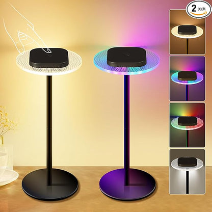 LOFTEK Cordless Table Lamps Set of 2, Rechargeable Table Lamp, Up to 55 Hrs Ultra-Long Battery Life, Eye-Friendly, Touch Dimming, Portable Wireless Ambient Lighting (Black, 2 Pack)