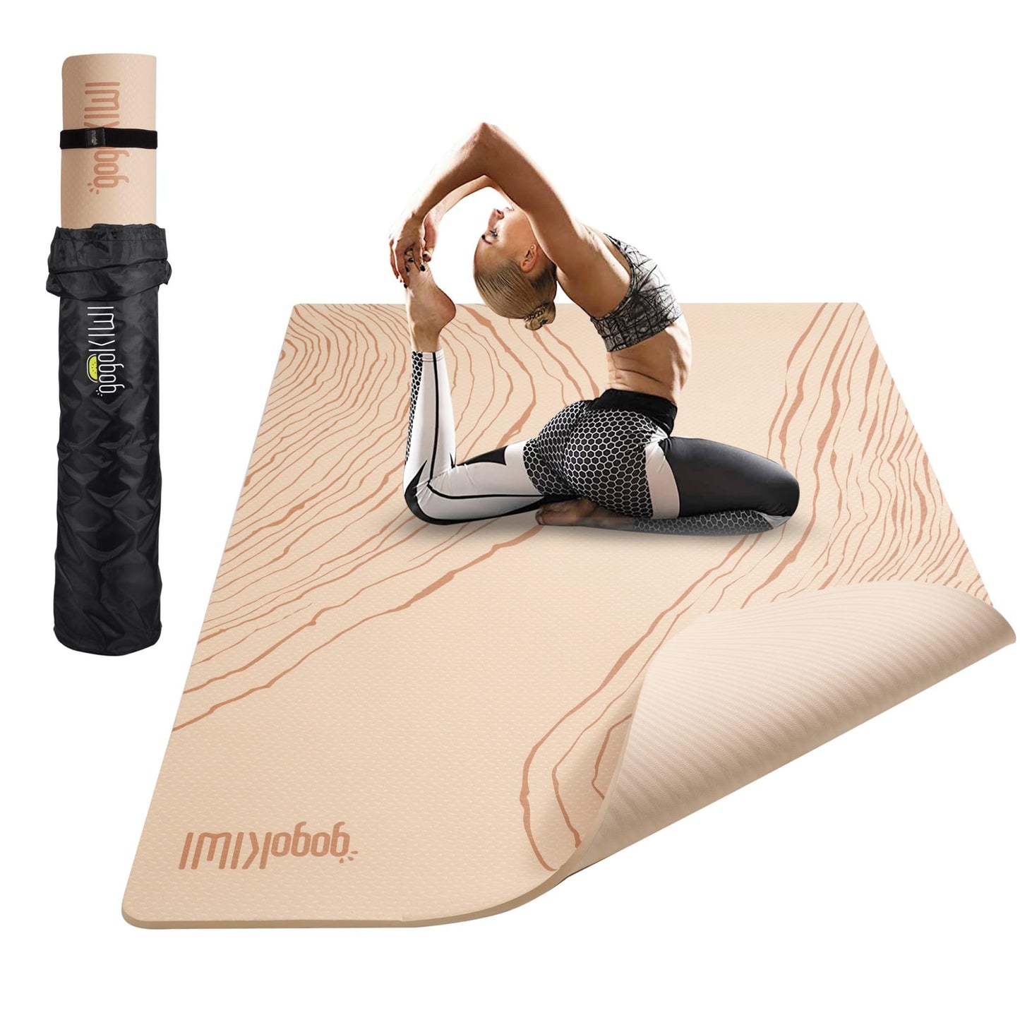 Large Yoga Mat (6'x4') – 1/4" & 1/2" Thick Exercise Mats for Home Workout, Extra Wide Workout Mats for Home Gym, Yoga, Pilates, Stretching, Floor & More