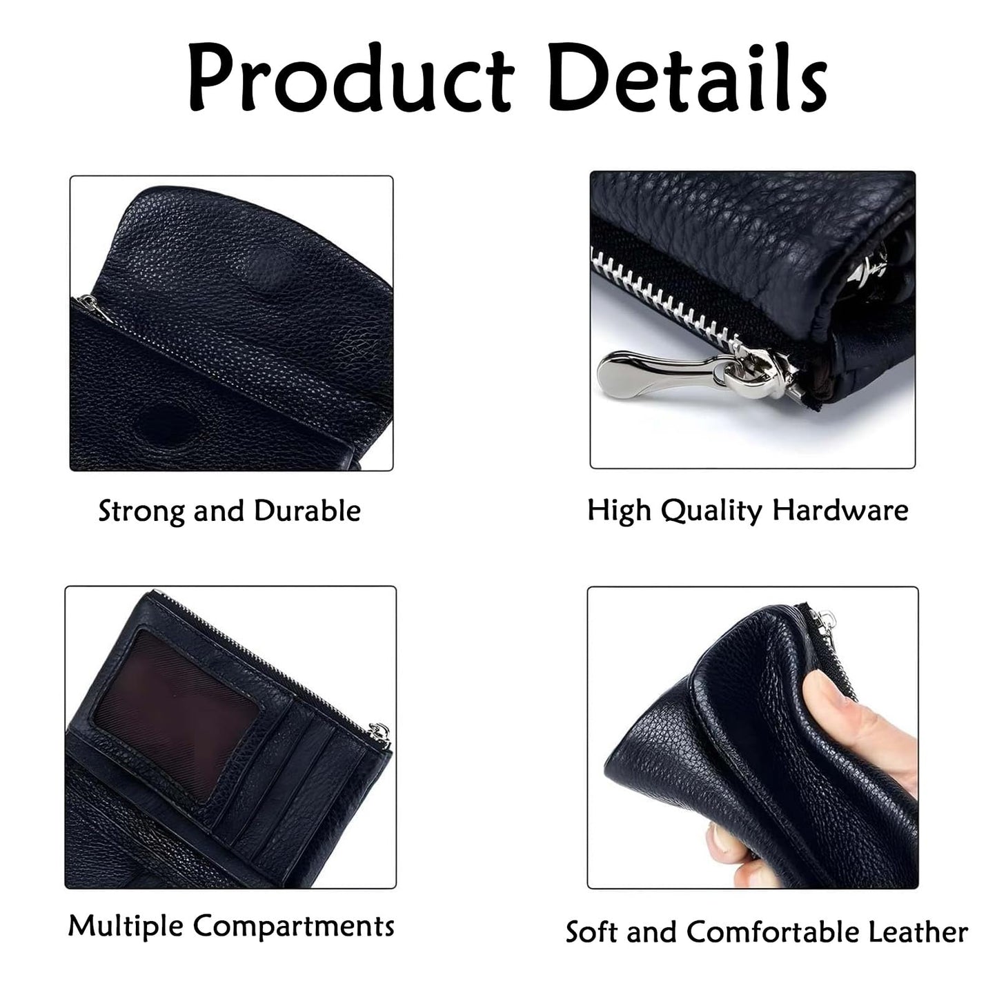 Unisex Pebble Leather Wallet,Small Wallets for Women,Genuine Leather Coin Purse,with Credit Card Holder,Coin Holder and Cash Slots,Genuine Leather Wallets for Men and Women (Black-2)
