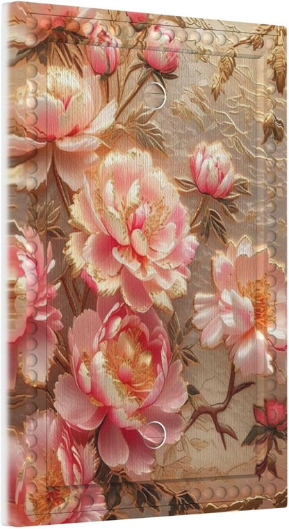 Pink Blooming Flowers Peonies Floral Light Switch Covers No Device Wall Plate 1 Gang Decorative Blank Switchplate Electrical Faceplate for Farmhouse Living Bedroom Decor