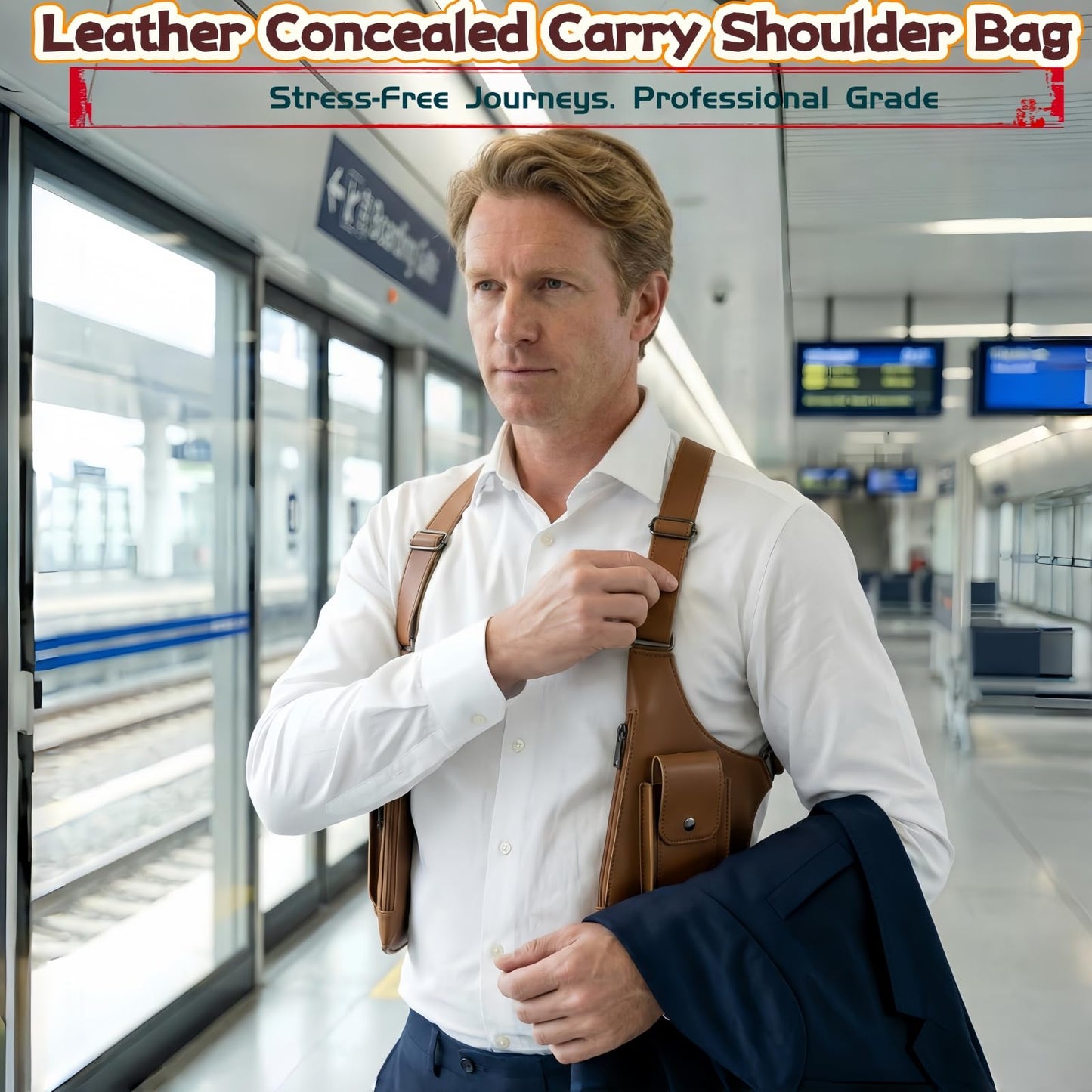 Anti-Theft Shoulder Holster Bag for Men, Double Shoulder Armpit Chest Bag - Premium Leather, Adjustable Straps, Phone Wallet Pocket - Travel, Outdoor - Unisex Underarm Pouch (Black)