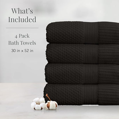 NY Loft Bath Towel 4 Pack, 100% Cotton, Super Soft & Absorbent, Premium Thick