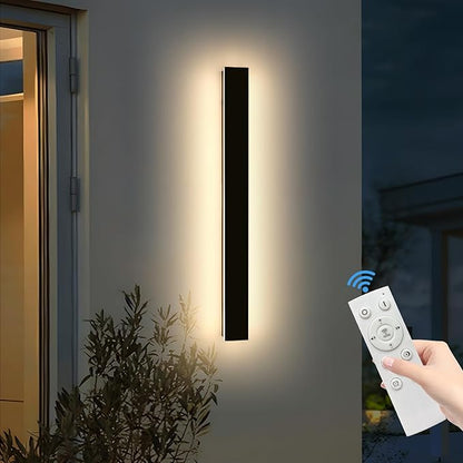 Mikeru 47.2inch Outdoor Wall Light Fixtures, 10%-100% Dimmable Black Exterior Wall Sconces, 3000k-6000k Acrylic Invisible Exterior Wall Light for Porch Modern Outdoor Wall Mount Lighting for House