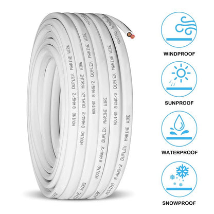 8 Gauge Marine Wire 8 AWG 30ft Duplex Marine Grade Wire Tinned Copper Heavy Duty Sheathed Cable for Boat/Automotive/RV/Camper/Trailer
