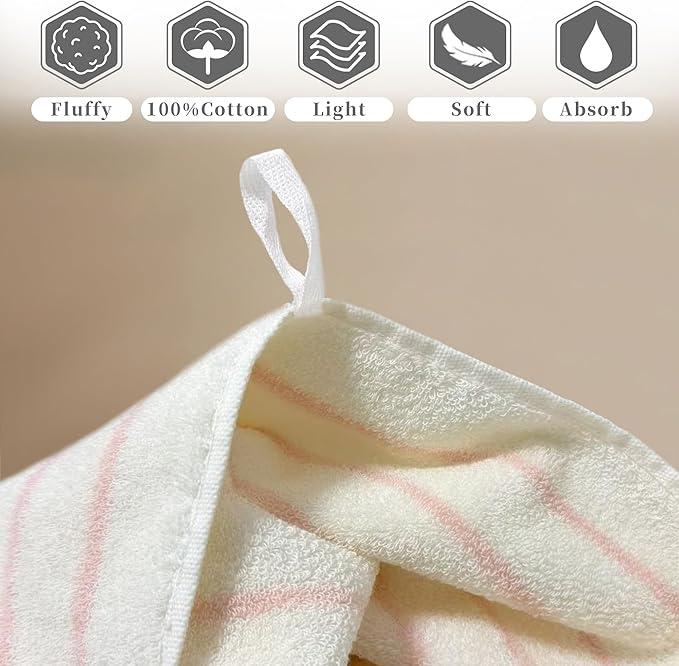 VOOVA & MOVAS 2-Pack Pink Stripe Cotton Hand Towels