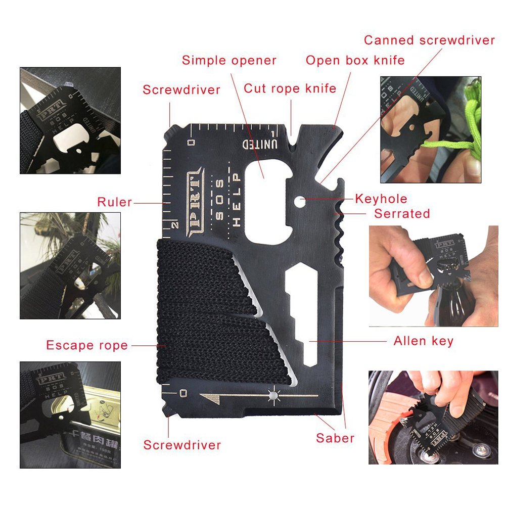 XUANLAN Emergency Survival Kit 13 in 1, Outdoor Survival Gear Tool with Survival Bracelet, Fire Starter, Whistle, Wood Cutter, Water Bottle Clip, Pen (Survival Kit 1)