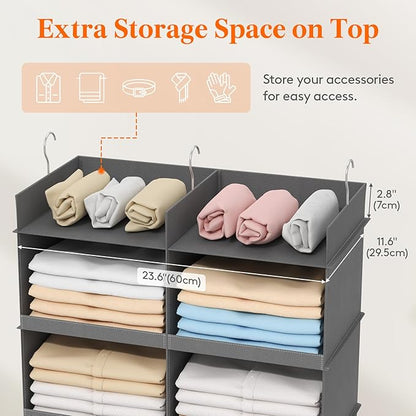 Lifewit Dual-Row Shelf Hanging Closet Organizer and Storage, Clothes Shelves