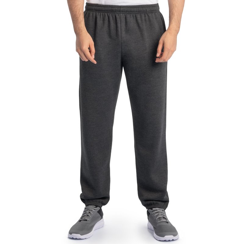 Fruit of the Loom mens Eversoft Fleece & Joggers (Regular Big Man) Sweatpants, Elastic Bottom - Black Heather, X-Large US