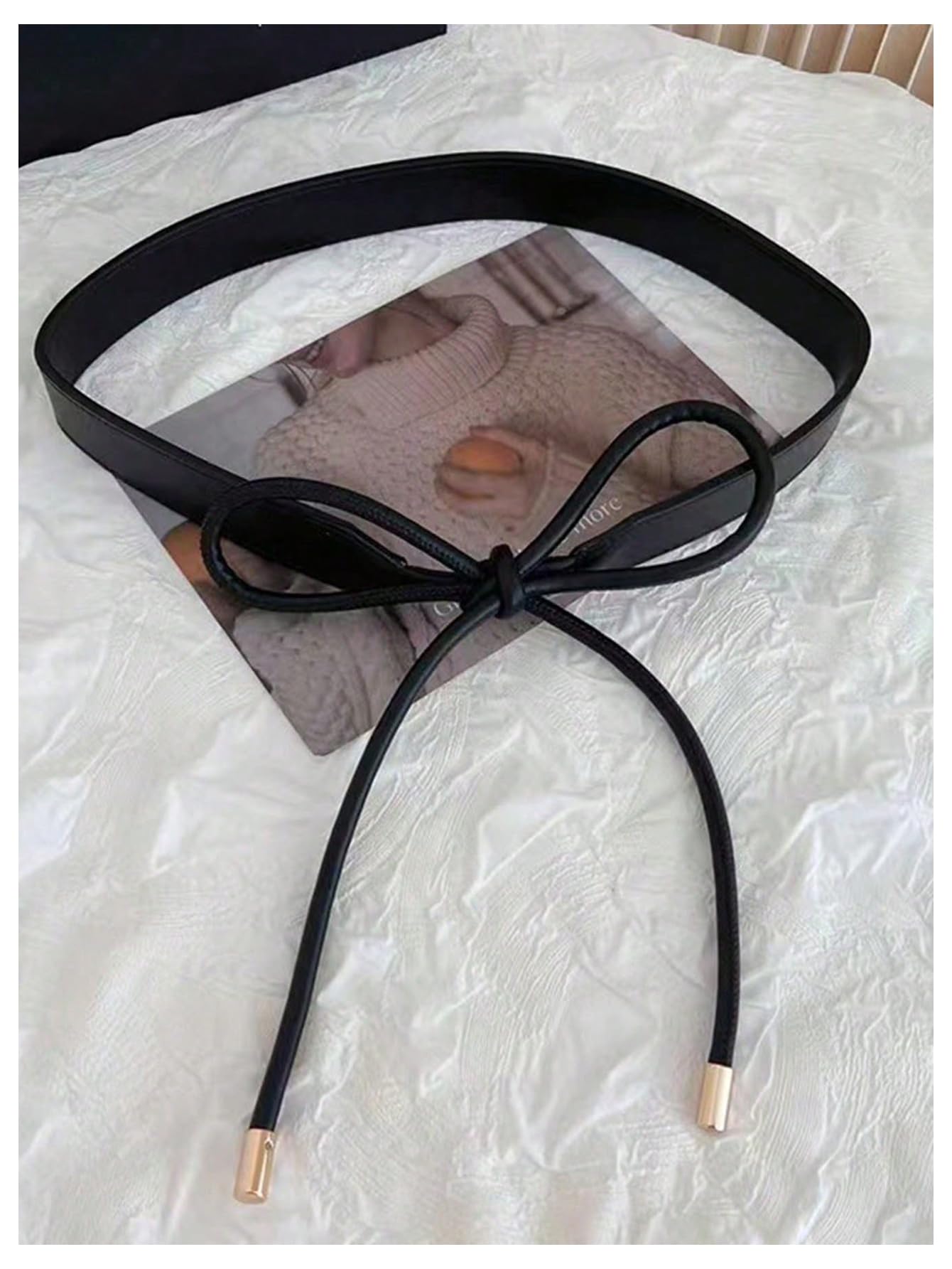 RoseSeek Women's Tie Waist Belts Fashion Leather Belt Coat Dress Sweater Waistband Black One-Size