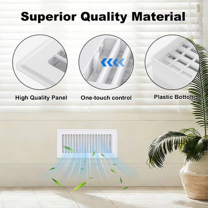 Floor Register 4x10, 4 Pack Floor Vent Covers for Home Floor Heavy Duty Steel Panel Walkable Floor Grates Adjustable Air Vent Covers 4" x 10" Floor Vent, White