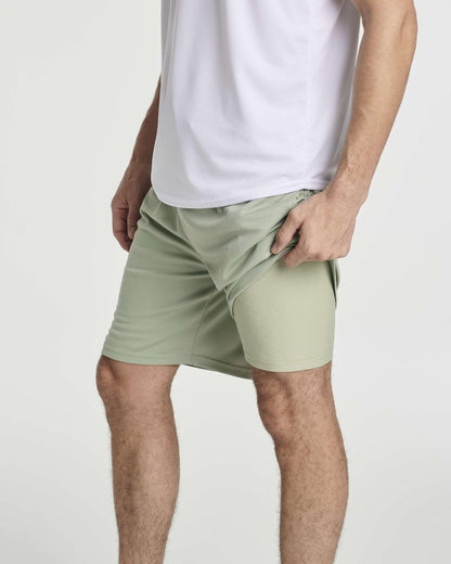 Real Essentials 3 Pack: Men's 2 in 1 Mesh 7" Running Workout Gym Shorts with Compression Liner (Available in Big & Tall)