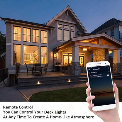 Smart LED Deck Lights Kit WiFi Controlled Color Changeable,Φ1.38“Outdoor IP67 Waterproof Low Voltage Step Lights In-Ground Lighting,Works with Samrt Phone,Alexa, Google Home(6pack)