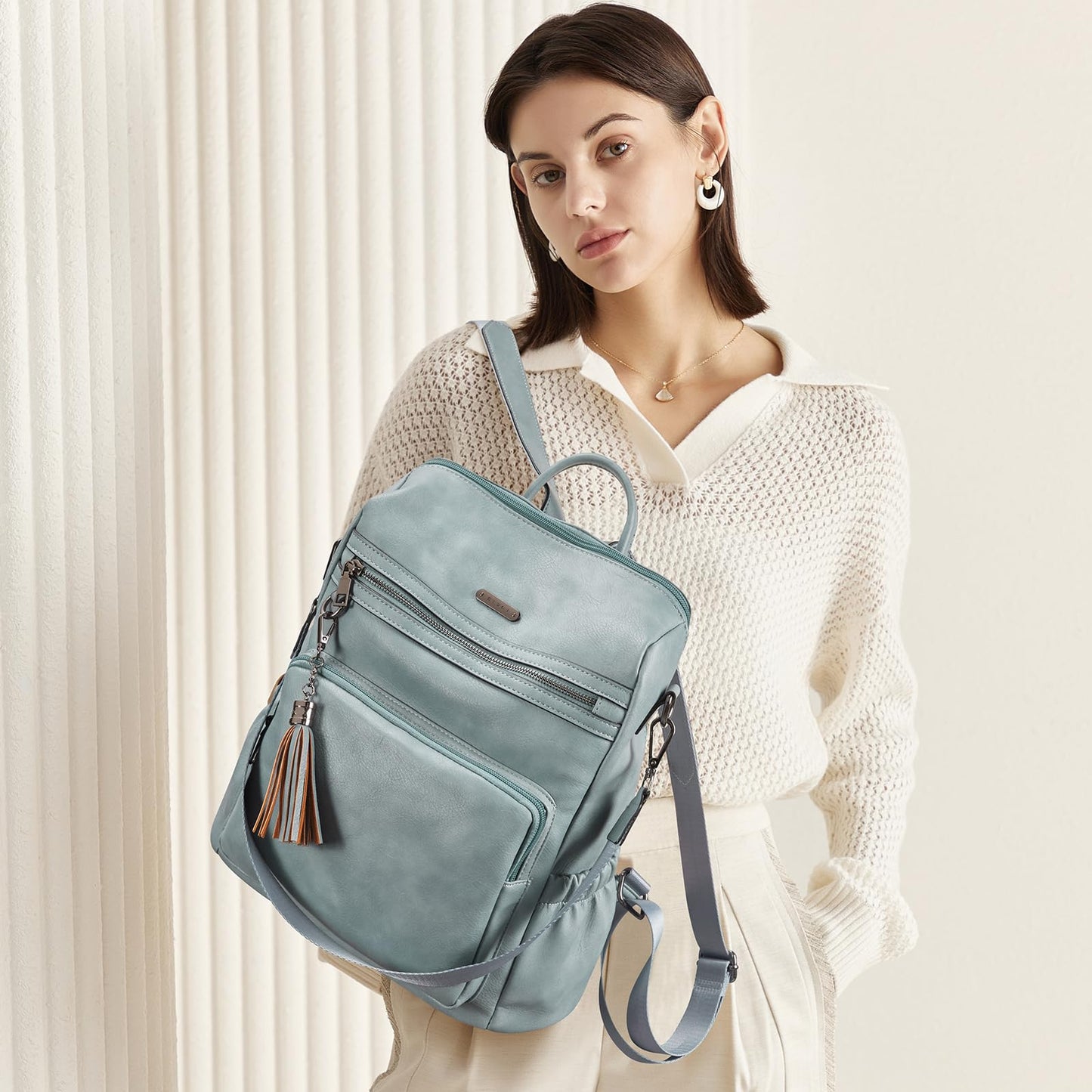 CLUCI Backpack Purse for Women Travel Leather Large Women Backpack Fashion Designer Lady Shoulder Bags with Tassel