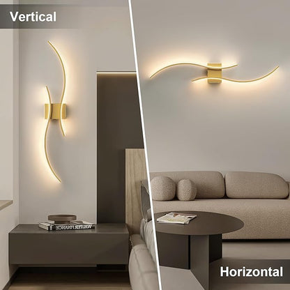 Battery Operated Wall Sconces with Remote Control, Stepless Colors 3000K-6000K & Dimming, LED Gold Wireless Wall Light for Living Room, Hallway, Bedroom, 39.3 Inch (1 Pack)