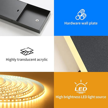 Mikeru 2 Pack Upgraded 39.3" Long LED Wall Sconce, 4.3" Wide IP65 Waterproof Outdoor Wall Lights, 3000K Warm White Exterior Lighting Fixtures for Front Porch, Garage, Basement & Patio