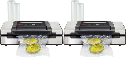 Nesco Deluxe Food VS-12 Vacuum Sealer, 130 Watts, Kit Bags & Viewing Lid, Compact, Silver (Pack of 2)