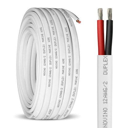 12 Gauge Marine Wire 12 AWG Duplex Marine Grade Wire,15ft Tinned Copper Oxygen-Free Insulated Red & Black Electrical Cable for Boat/Automotive/RV/Camper/Trailer