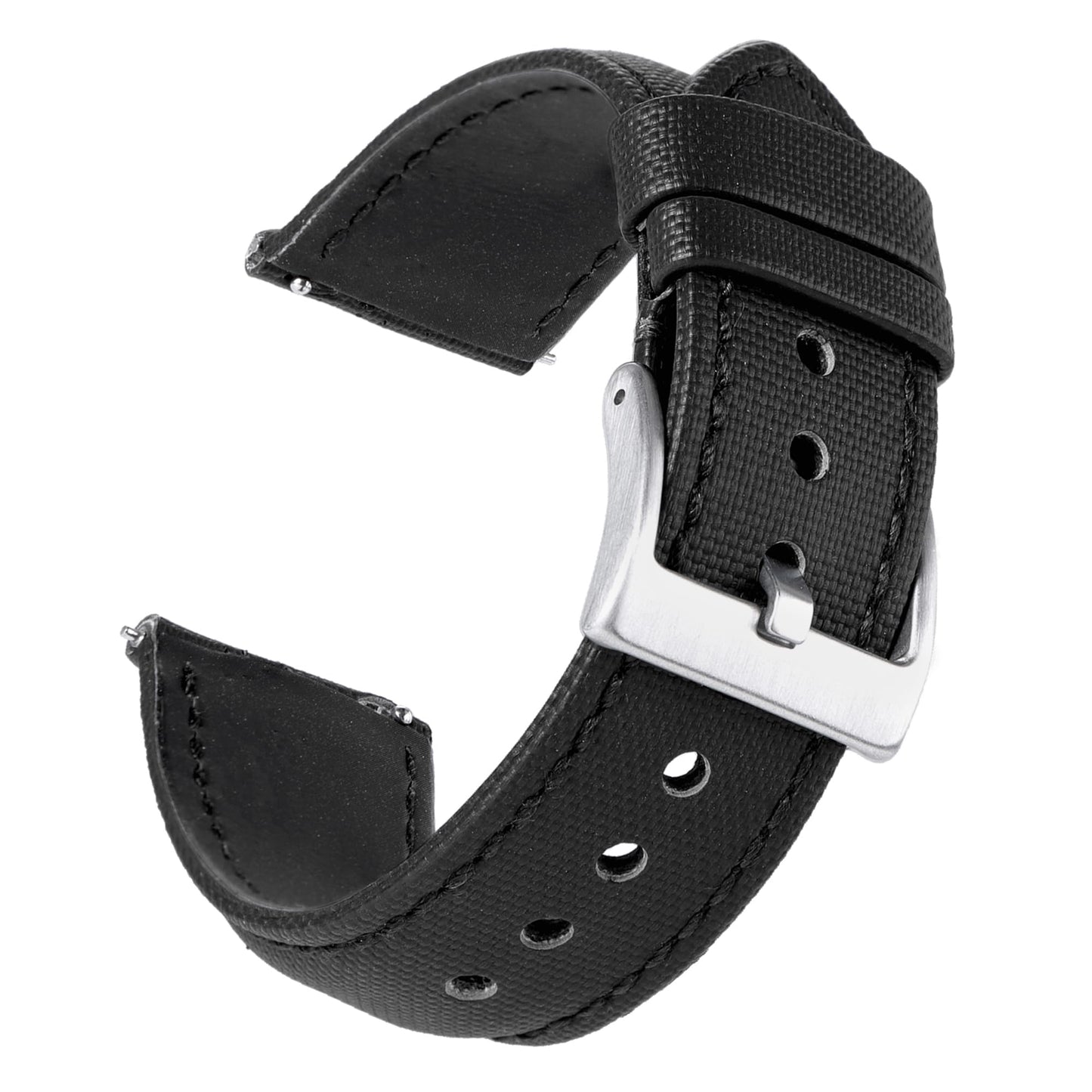 JUNGHELE Nylon watch band for men and women,Quick Release Premium Oxford Waterproof Fabric Weave Back Lining Leather Nylon watch strap with Stainless-Steel Buckle,Black 22mm watch band