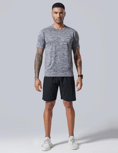 5 Pack Men’s Active Quick Dry Crew Neck T Shirts | Athletic Running Gym Workout Short Sleeve Tee Tops Bulk (Set 1, Large)