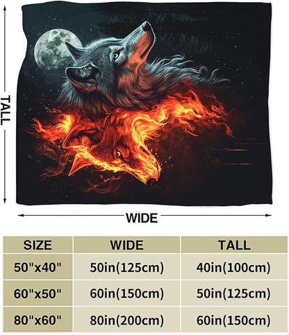 Wolf Blanket, Wolf Throw Blankets, Cool Wild Animal Fuzzy Plush Blanket Ultra Soft for Wolves Lover Gift Kids Teens Women Men Girls Boys Stuff Decor for Bedding Sofas Couch 80"X60"