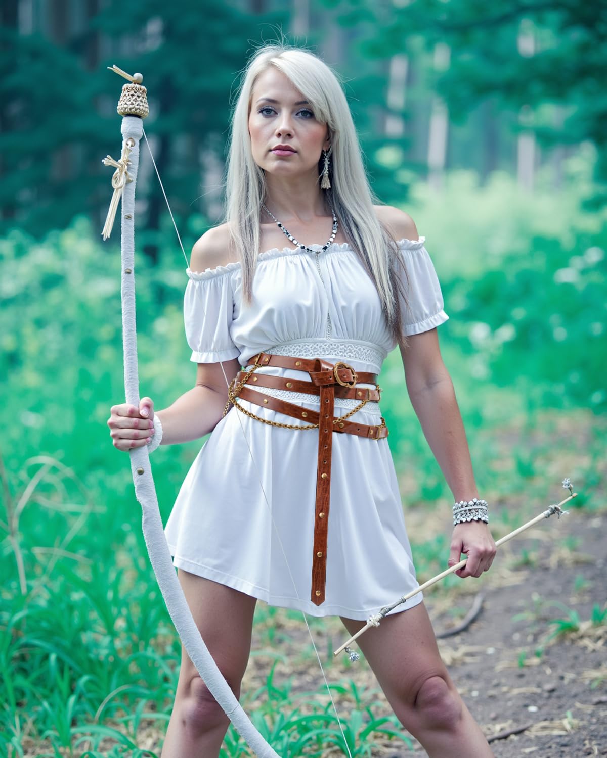 KOTORA Retro Skinny Belt Long Metal Chain Exotic Cross Waist Costume Accessory Medieval Renaissance DIY Dress Cosplay