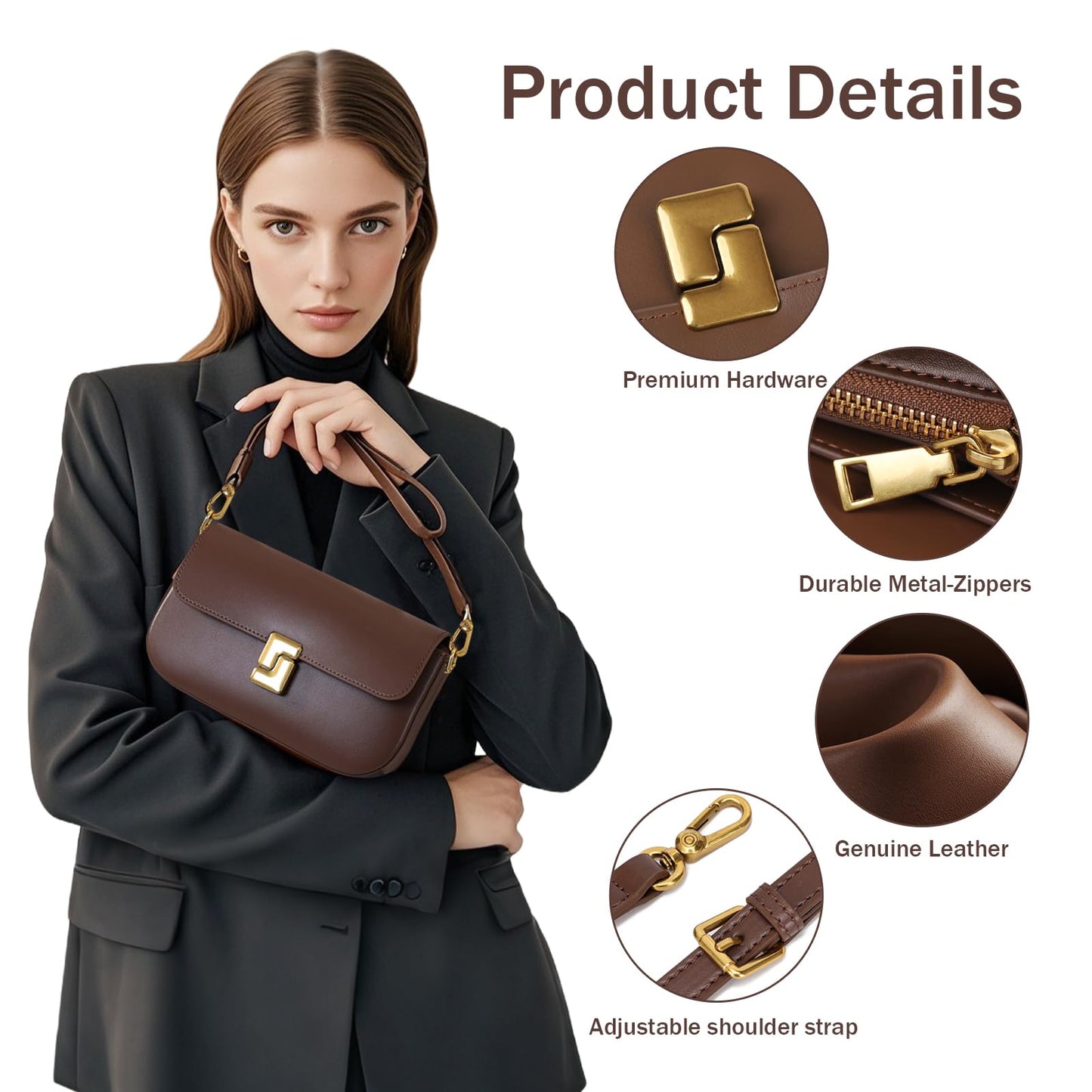 Solareer Women’s Small Crossbody Bag, Leather Sling Backpack with Removable Shoulder Strap & Top Handle (Coffee)