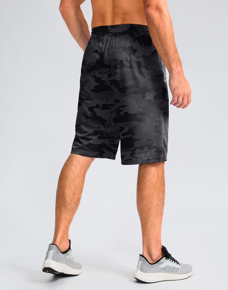 G Gradual Men's Athletic Shorts with Pockets 9" / 11" Long Basketball Shorts Lightweight Quick Dry Gym Workout Shorts for Men(Gray Camo,4XL)