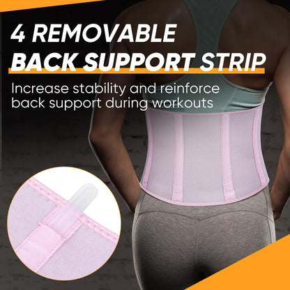 APEXUP Waist Trainer for Women Lower Belly Fat, Men Sweat Band, Stomach Wrap, Waist Trimmer with Removable Lumbar Support (Pastel Pink, L)