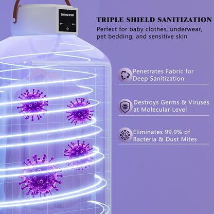 Portable Clothes Dryer, 600W Compact Foldable Mini Dryer Machine with Adjustable Timer, Quiet Fast-Drying Electric Travel Clothes Dryer for RV, Apartment, Home, Hotel Room