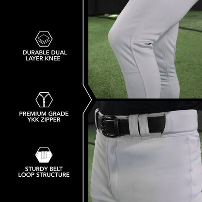 SSK Showcase Collection Flex Bottom Adult Baseball Pants | Adult Sizes Solid & Piped (US, Alpha, Medium, Regular, Regular, Grey/Forest)