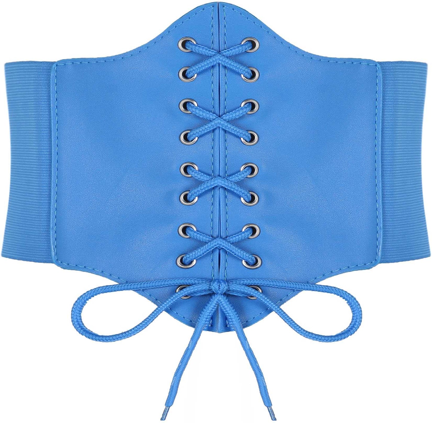 Hoerev Corsets Belt Tops Leather Vest Pirate Halloween Costume Lace Up Waist Belt Bustiers Corsets For Women, Blue, L