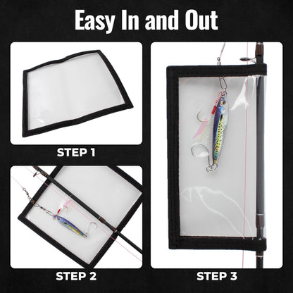 CASTSTRIKE 6PCS Fishing Lure Wraps Hook Safety Cover, Clear PVC Lure Protector for Treble Hooks, Bait Storage, Tangle‑Free Safe Fishing + Rod Tip Protector, Saltwater Safe (3M+3L)