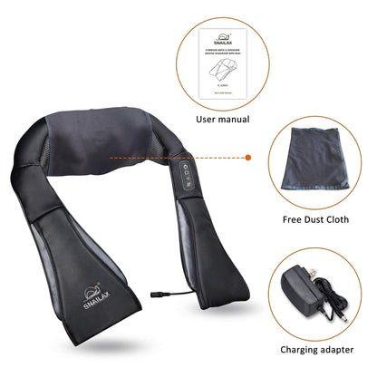 Snailax Cordless Massager - Shiatsu Neck and Shoulder Massager with Heat, Portable, Lumbar, Back Electric Massage Pillow, Christmas Gift