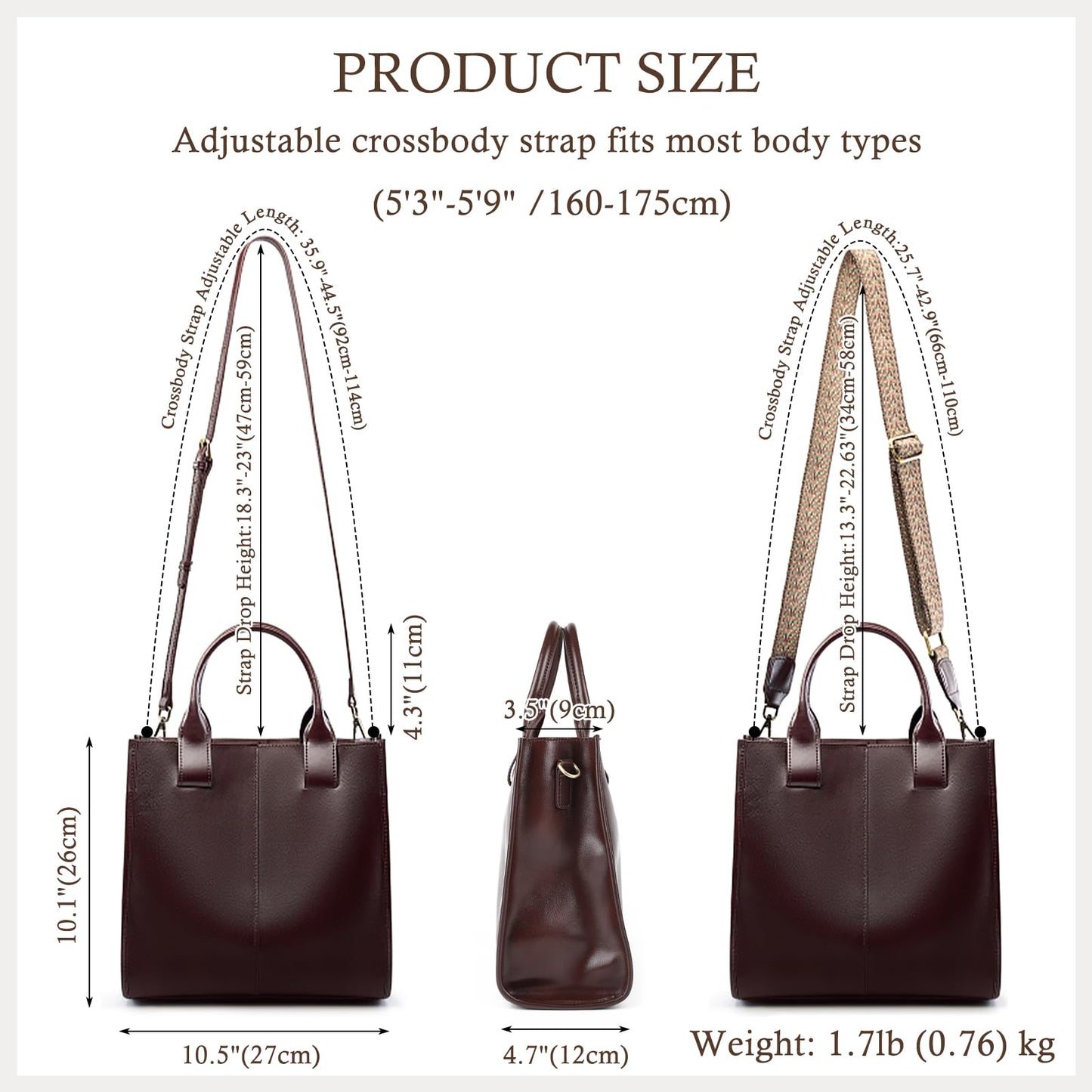 MFFOR Genuine Leather Crossbody Handbags, Work Tote Bag for Women, Top Handle Bags, Shoulder Purses for Office Travel (Coffee)