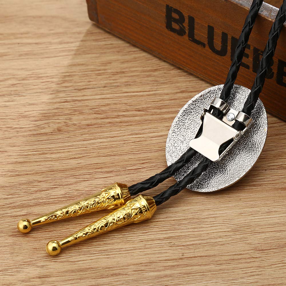 HOEACXY Initial Bolo Tie for Men Leather Cowboy Necktie Letter P Name Bola Accessories Personalized Gift for Him