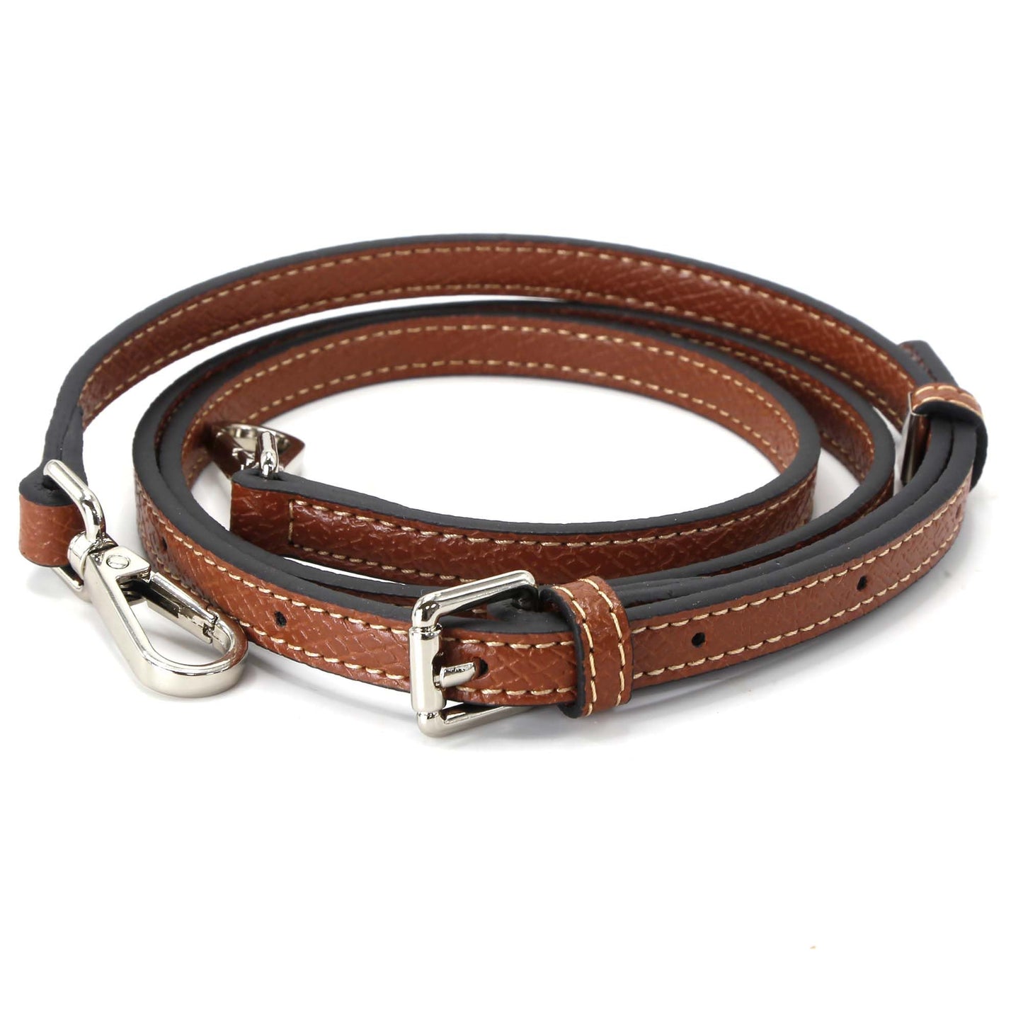banbeln Mini Bags Leather Shoulder Strap Kit Fit For Adjustable Crossbody Small Bag (brown&silver)