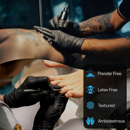 Pyrsiva 6Mil Black Nitrile Disposable Medical Exam Gloves - Heavy Duty 1000 PCS Gloves Powder-Free Latex-Free - Doctors, Nurses, Chefs, Mechanics, Cleaning, Food Prep & More